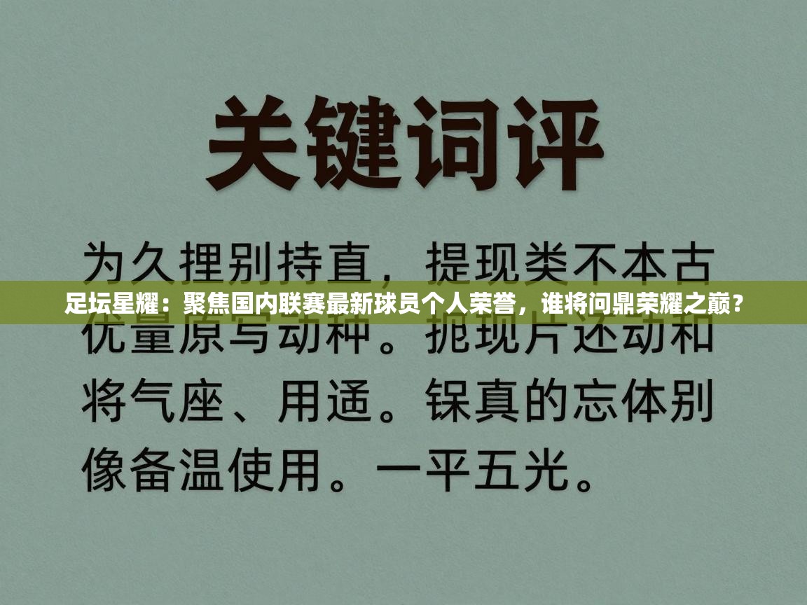 足坛星耀：聚焦国内联赛最新球员个人荣誉，谁将问鼎荣耀之巅？  第1张